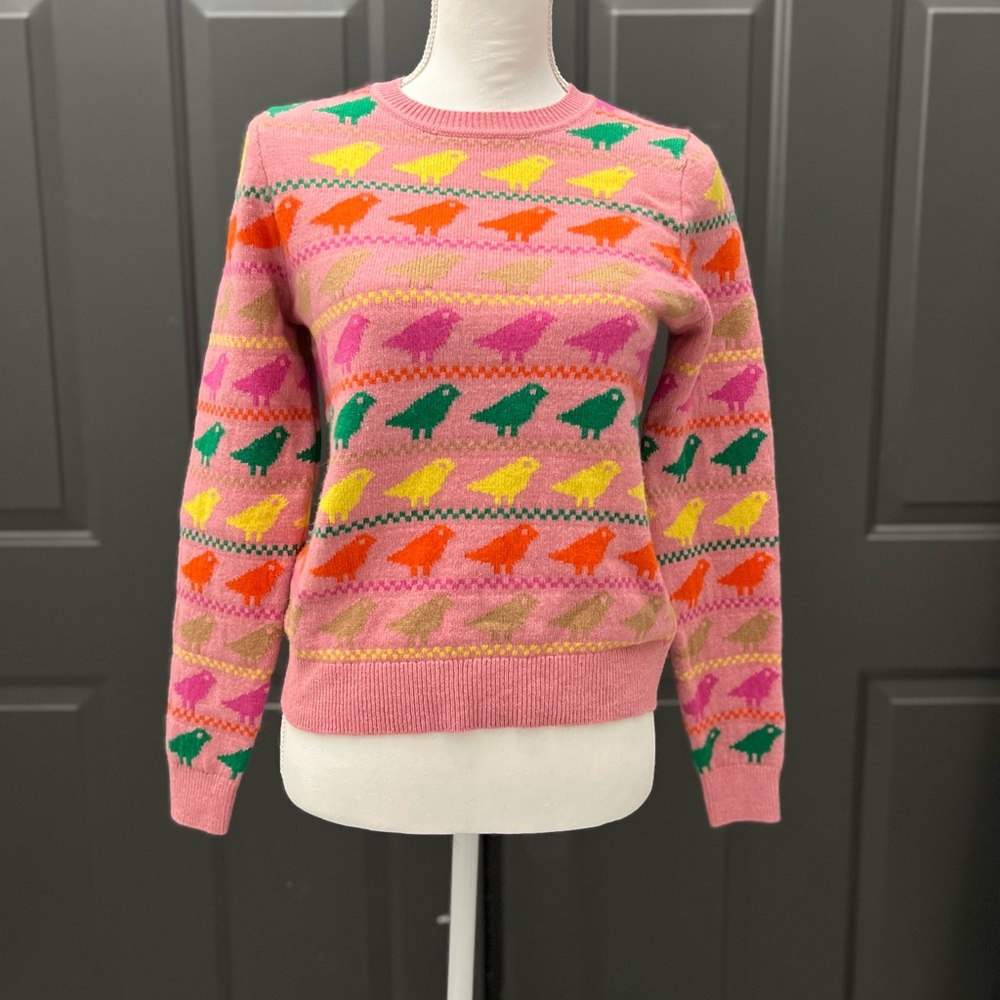 Boden Pink Multicolor Patterned Sweater